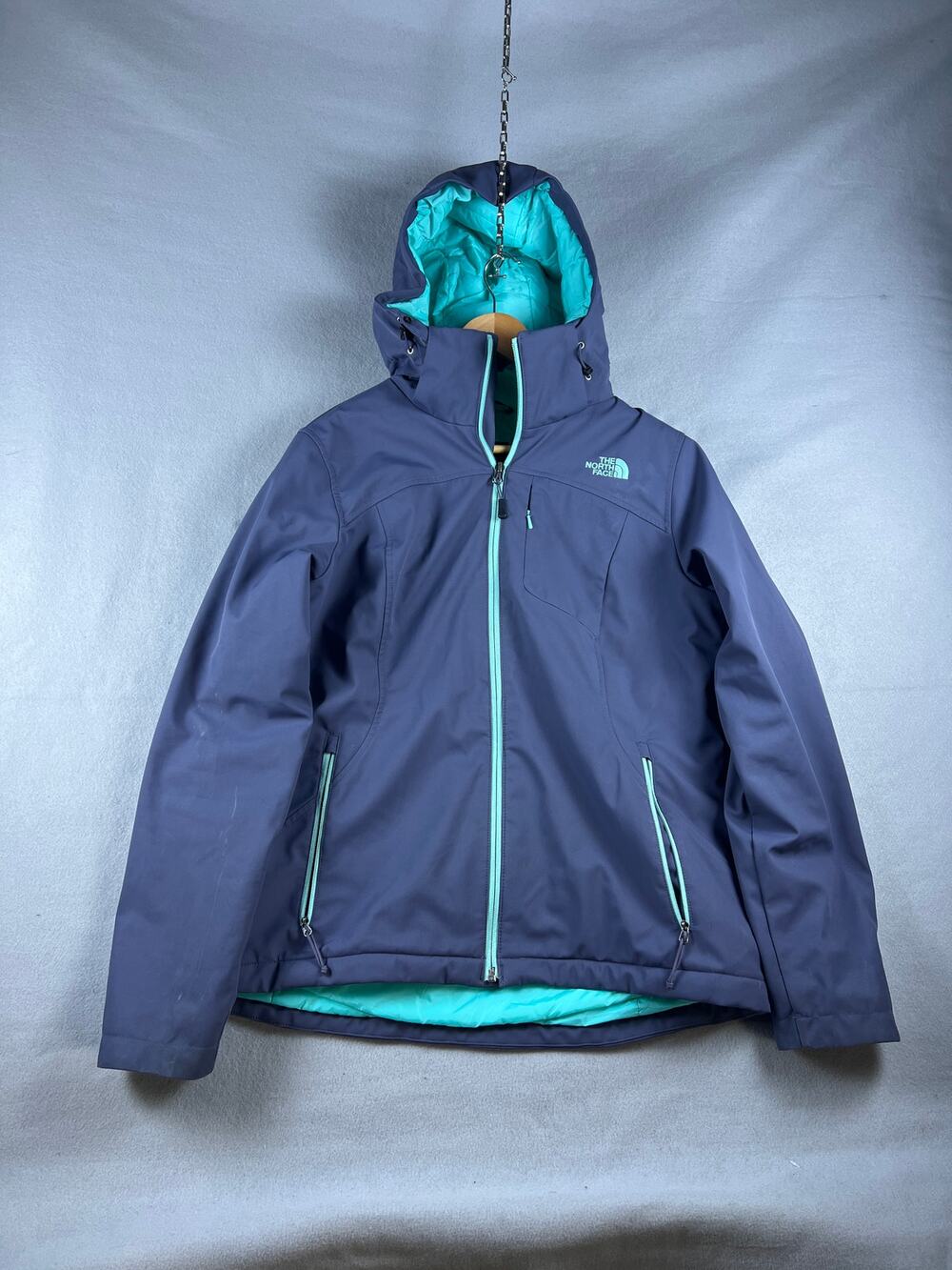 The North Face Hyvent Jacket Womens Small Blue Rain Coat Waterproof Shell 2.5 L